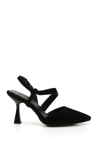 GÖNDERİ(R) Women / Girls Black Pointed Toe Goblet Heel Slingback Shoes
