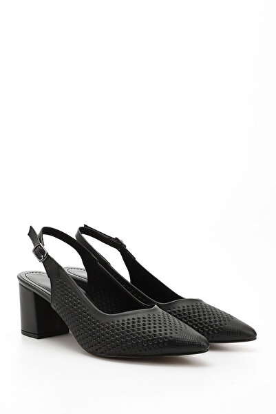 GÖNDERİ(R) Kadın / Kız Siyah Orta Kalın Topuklu Arkası Açık Ayakkabı