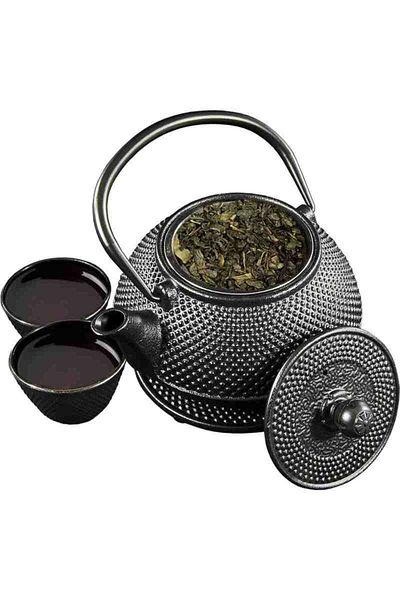 Tavola cast iron kettle + cups 0.8 l set of 4 black