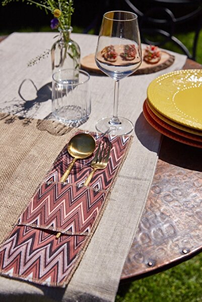 Arma House Pink  2'li Misson El Yapımı Kaşıklık Detaylı Jüt Amerikan Servisi