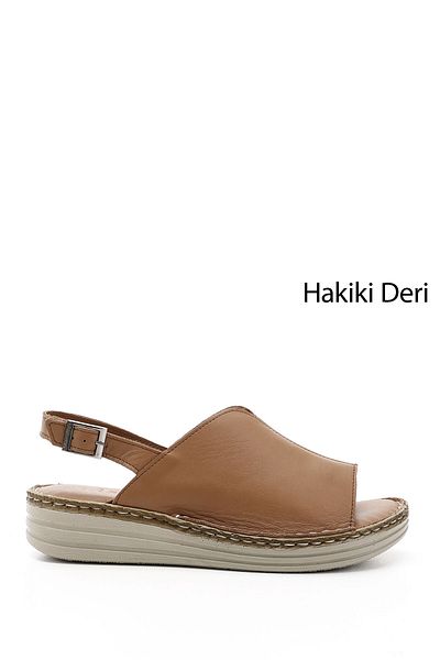 GÖNDERİ(R) Γυναικεία / Κορίτσια Tan Wedge Heel Γνήσιο δέρμα Comfort σανδάλια