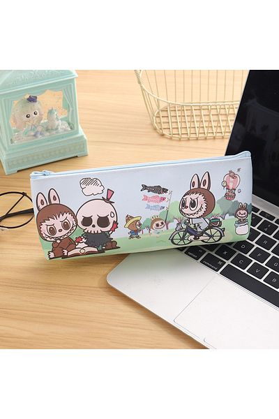 Choice Green Labubu Kawaii Pencil Case Stationery Bag Coin Purse Cosmetic Bag Students School Supplies Stor