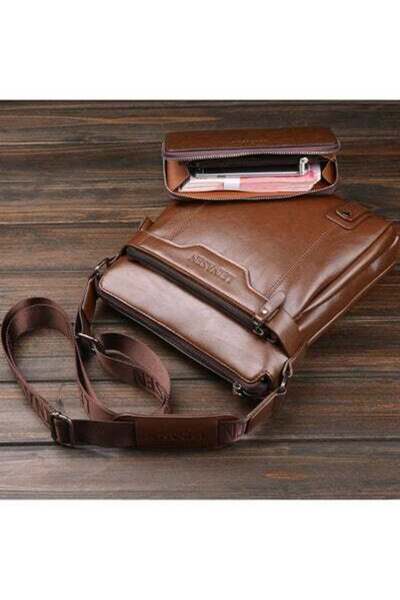 HALAMODO 2 Pack Business Bag Set Brown