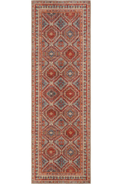 Cool Halı Private Turuncu Yolluk Eskitme Etnik Desen Hol Koridor Halısı Yıkan...