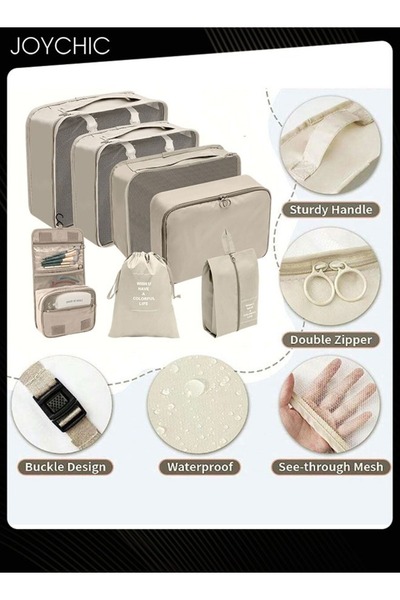 HALAMODO مجموعة حقائب تخزين أساسية للسفر والعمل مكونة من 8 قطع، توفر مساحة تخ...