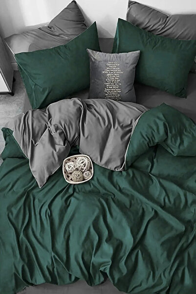 Valezium ЗЕЛЕНИЙ - АНТРАЦИТОВИЙ ДВОМІСНИЙ КОМПЛЕКТ ПОСТІЛЬНОЇ БІЛИЗНИ З ГУМОВ...