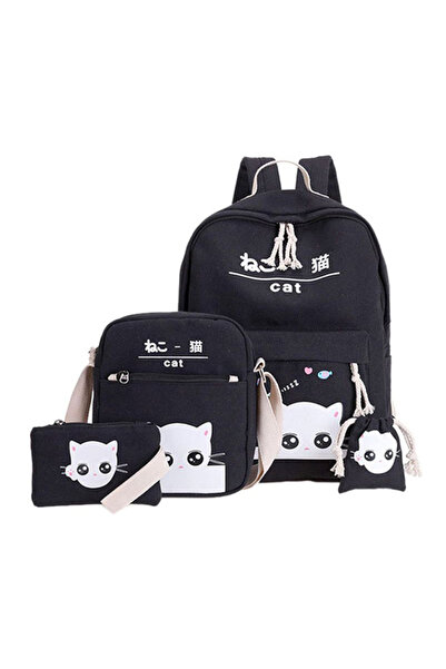 HALAMODO 4-Piece Backpack Set Black