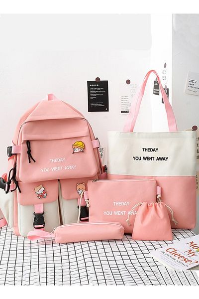 HALAMODO New Style Large Capacity School Backpack Set Waterproof Canva Bookbag With Pencil Pouch For Student