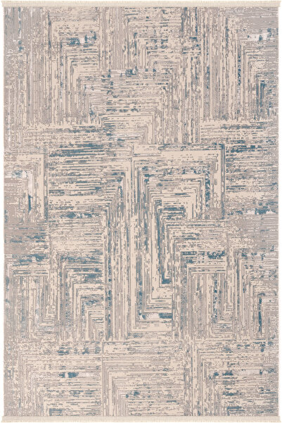 Cool Halı Venedik Mavi Gri Halı Soyut Geometrik Desenli Makine Dokuması Modern Oturma Odası Salon Halısı