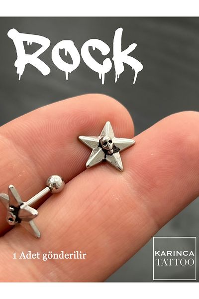 Karınca Piercing Rock Metal Gothic Devil - Skull Star Flat Conch Forward Helix Ear Tragus Piercing Earrings