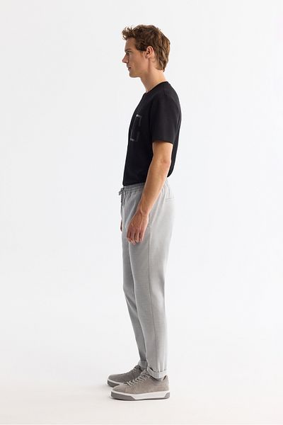 Avva Men's Gray Side Pocket Elastic Waist Lace up Double Leg Jogger Pants E 003000