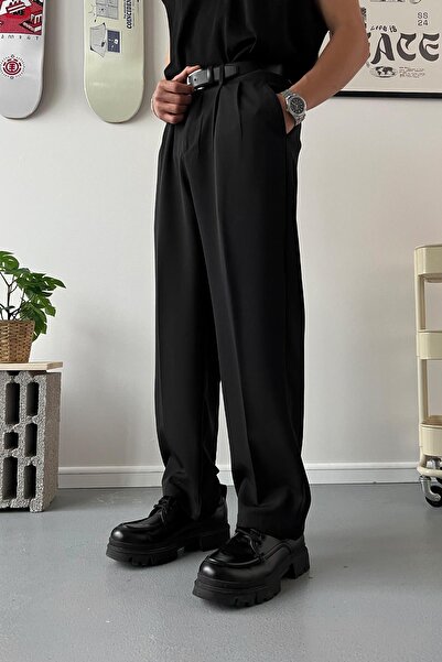 Flaw Wear Old Money - Черни панталони с широка кройка от удобна материя