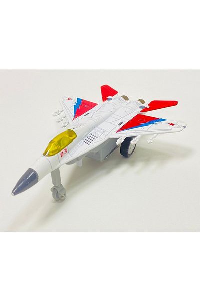 tmtoysandmore طائرة معدنية مقاتلة باللون الأزرق موديل F16 باللون الأبيض مع ضوء وصوت