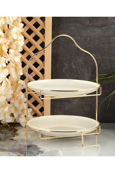 HELVACIOĞLU AKSESUAR 2-Storey YuvPorcelain Presentation Holder 22 Cm