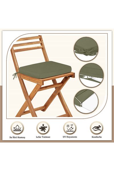 Evim Canvas 2-Piece Khaki Liquid Proof Stain Resistant Zippered Lace Chair Cushion 40 X 40 cm