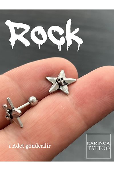 Karınca Piercing Rock Metal Gothic Devil - Skull Star Flat Conch Forward Helix Ear Tragus Piercing Earrings