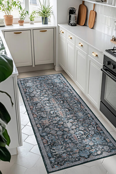 Cool Halı Private Gri Mutfak Halısı Yolluk Leke Tutmayan Tezgah Önü Mutfak Pa...