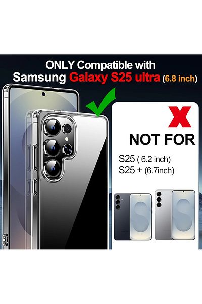 Dexmon حافظة شفافة متوافقة مع هاتف Samsung Galaxy S25 Ultra غير قابلة للالتفاف، حافظة صلبة للكمبيوتر الشخصي رفيعة لحماية الكاميرا