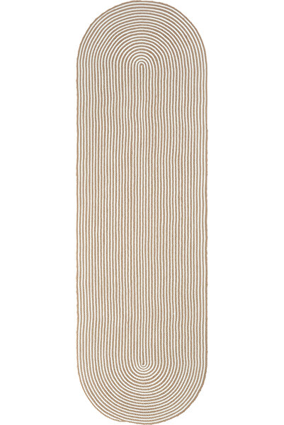 Cool Halı Luke 854 Beyaz Oval Yolluk Uzun Antre Hol Koridor Halısı Hasır Dokulu Dekoratif Jüt Banyo Paspası