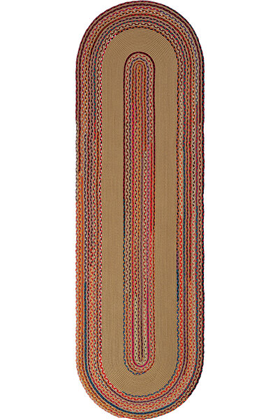 Cool Halı Luke 405 Renkli Oval Yolluk Uzun Antre Hol Koridor Halısı Hasır Dokulu Dekoratif Jüt Banyo Paspası