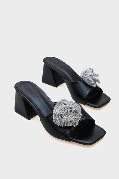 Capone Outfitters Medium Heeled Women's Slippers with Stone Buckle