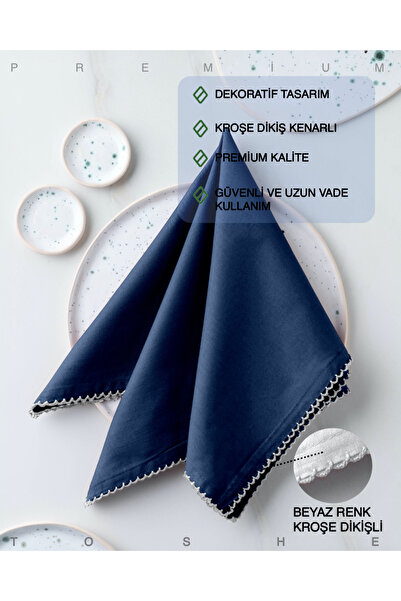 TOSHE 2'li %100 Pamuk Kumaş Peçete Lacivert 43x43 Cm Mutfak Bezi Sofra Sunum ...