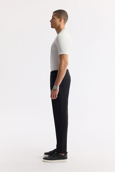 Avva Pantaloni negri pentru bărbați, confort slim, cu buzunare laterale, cu talie elastică Bi Stretch A51y3211