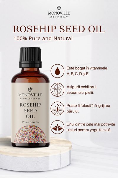 Monoville Kuşburnu Çekirdeği Yağı 30 ml Soğuk Sıkım %100 Saf ve Doğal (ulei din seminţe de măceş)