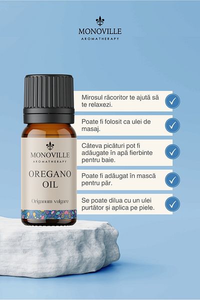 Monoville 10 ml Ulei esențial de cimbru 100% pur și natural - Ulei esențial de oregano