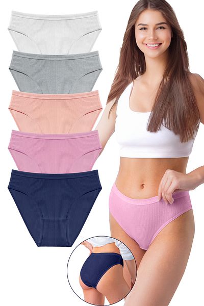 Bravie Γυναικείο Bikini Σλιπ 5 Τεμαχίων - Οργανικό Βαμβάκι - Αναπνεύσιμο Καθημερινό Εσώρουχο - Bk2-a5