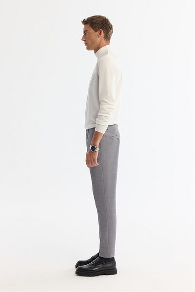 Avva Men's Gray Slim Fit Side Pocket Textured Bi-Stretch Suit Pants A42Y3211