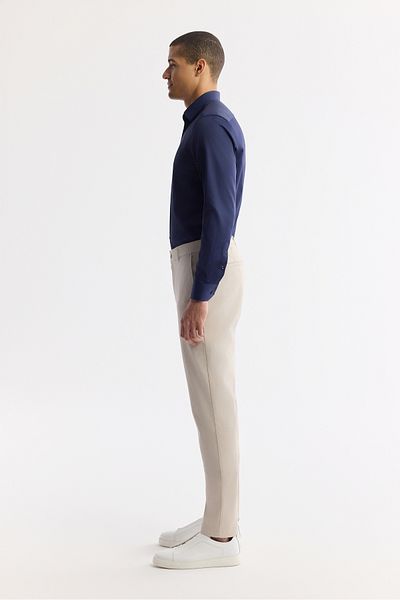Avva Men's Beige Slim Fit Classic Waist Cotton Soft Buttoned Chino Pants A51Y3078
