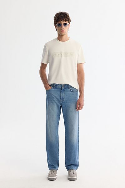 Avva Ανδρικό μπλε Tokyo Straight Fit Vintage Wash Jean Παντελόνι A42y3535