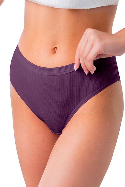 Bravie Women's 5-Piece Organic Cotton Ribbed Bikini Panties Bk2-A2