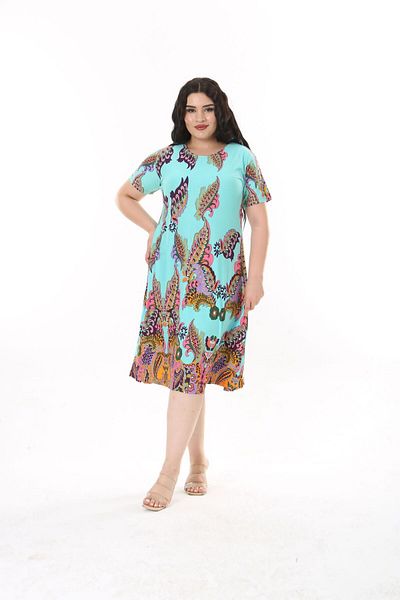 MODA Women's Plus Size Blue Viscosse Dress