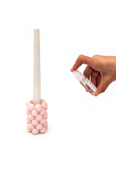 MUMEVİ 2 Li Pembe Bubble Şamdan Mumluk Ve Mum Seti