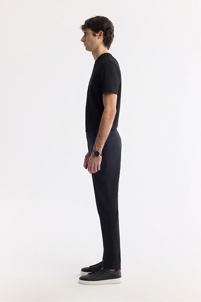 Avva Men's Black Slim Fit Classic Waist Cotton Soft Buttoned Chino Pants A51Y3078
