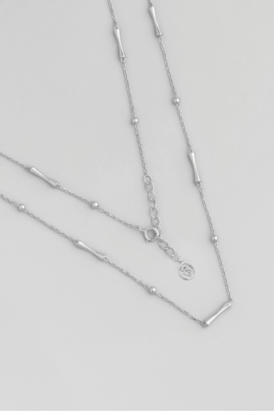 So CHIC... Minimal Dizayn 18 Ayar Beyaz Altın Kaplama 45 Cm Gümüş Zincir Kolye