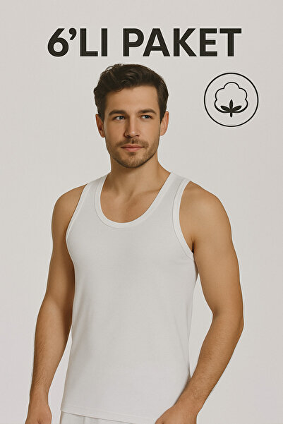 WINNERAIN 6'lı Erkek Atlet Beyaz %100 Pamuk Penye