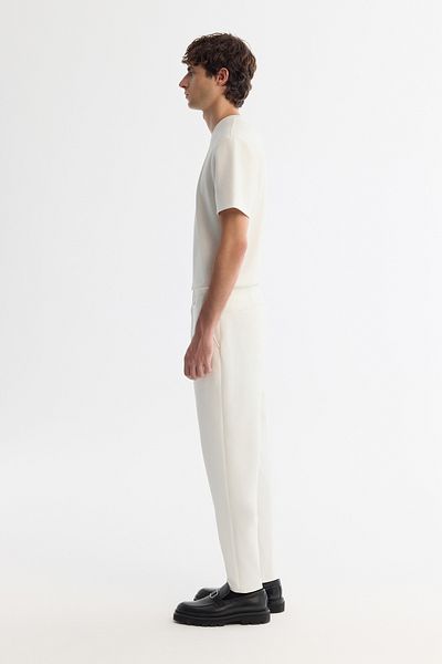 Avva Men's White Carrot Fit Diagonal Patterned Knitted Trousers A42Y3061