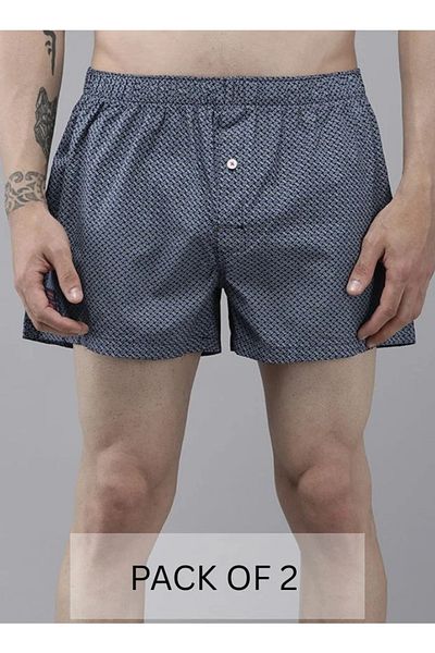 The Bear House Men's Cotton Boxers Pack of 2 Soft, Breathable & Comfortable Fit for Daily Wear