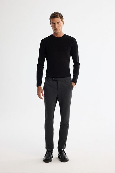 Avva Men's Anthracite Slim Fit Knitted Elastane Trousers with Elastic Sides A42Y3053
