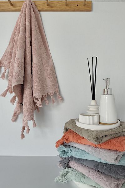 Sevim Prosop de mână autentic de culoare pudra 50x90cm - 100% bumbac - moale și absorbant de apă