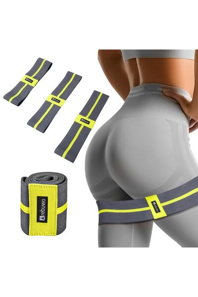 Rebuwo Squat Bant Pilates Fitness Kalça Direnç Lastiği Egzersiz Lastiği Loop Band Gri-Sarı