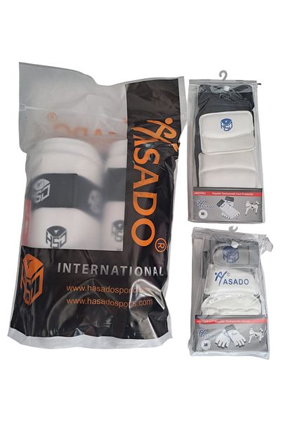 HAŞADO Haşado Taekwondo Competition Arm-Caval Protection + Overfoot Protection + Gloves Set of 3