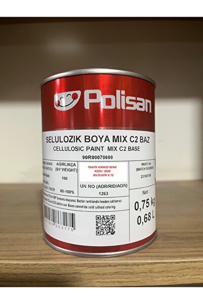 Polisan POLİSAN TRAFİK KIRMIZISI SELÜLOZİK BOYA 0,75KG KOD :3020