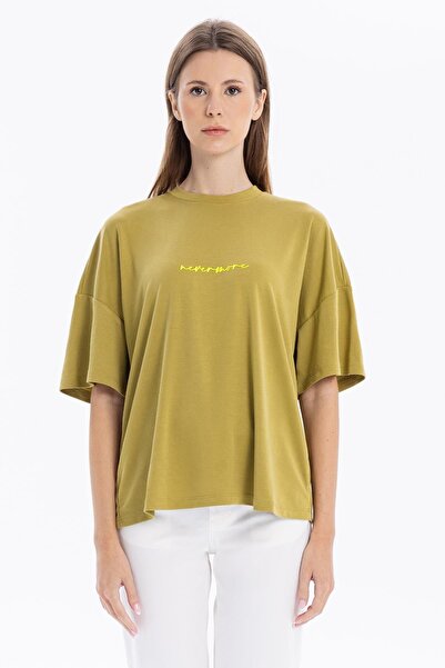 GMG FIRENZE Γυναικείο μπλουζάκι με λαιμόκοψη oversized με ανοιχτή πλάτη