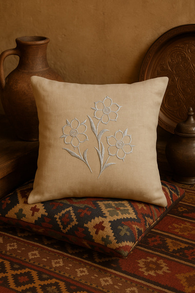 Ceyizza غطاء وسادة مطرز مقاوم للبقع - قطعة واحدة