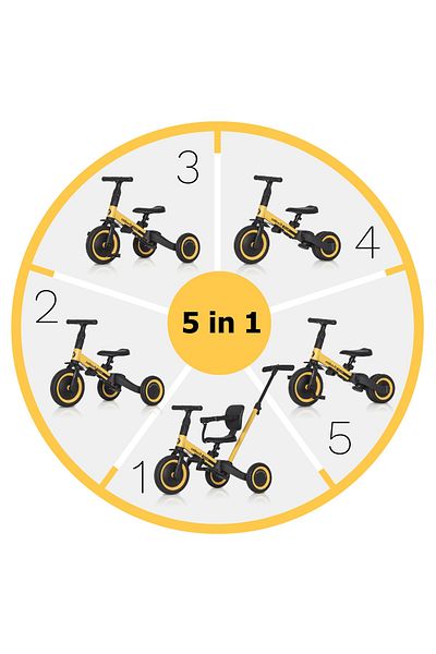 Colibro 5-in-1 tricycle with handlebar, convertible into a TREMIX UP bicycle up to 25 kg, Banana