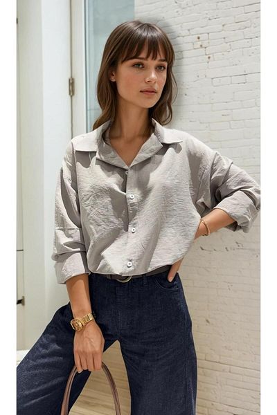 King Brothers Cămașă oversize Boyfriend din in colorat sezon nou